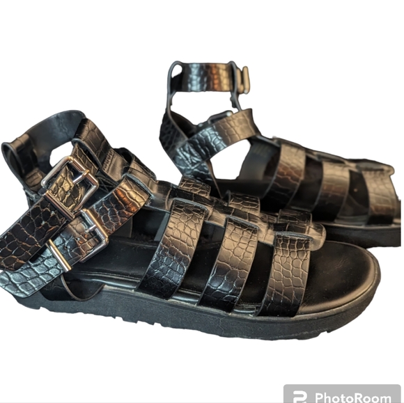 Aldo Glassy Platform Cage Sandal - Croc Embossed - Size 10 - Picture 8 of 11